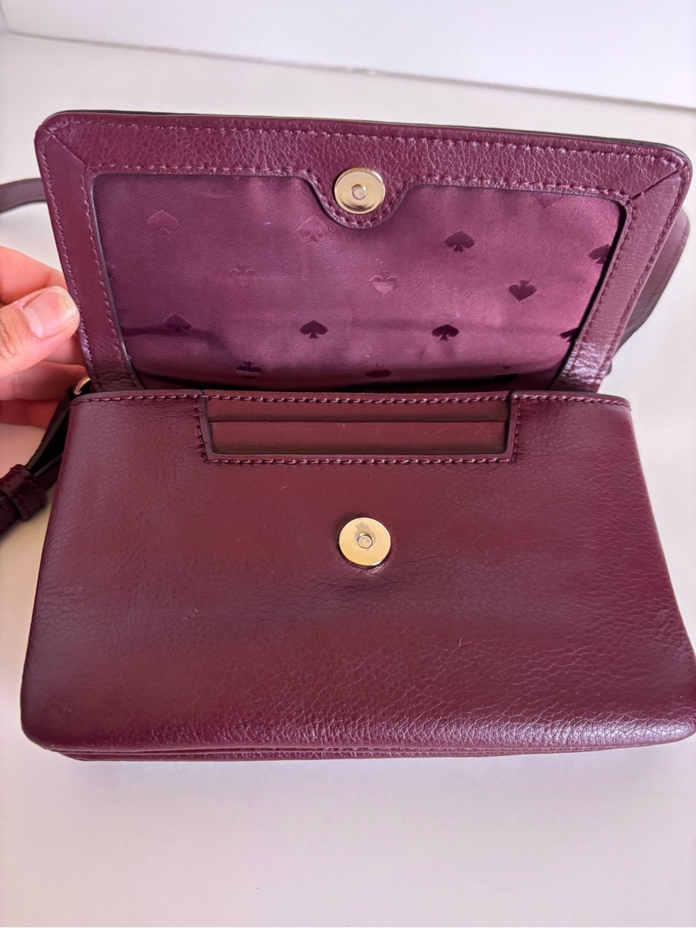 Kate Spade New York Greene Street Karlee Leather Crossbody Cherrywood Burgundy - Picture 11 of 13